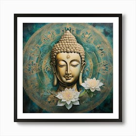 Buddha And Lotus Art Print