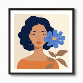 Portrait Of A Woman With A Flower Art Print