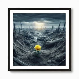 Yellow Rose In The Ruins Art Print