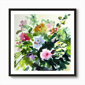 Watercolor Flowers In A Vase 1 Art Print