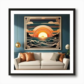 Deco Sunset 1 Art Print