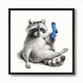 Yoga Raccoon Square Art Print