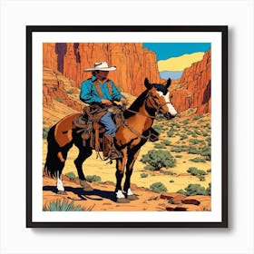 Cowboy In The Desert 1 Art Print