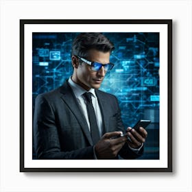 A Sleek Modern Businessman Dressed In A Tailored Suit Emanating Wisdom And Professionalism Immers (2) Art Print