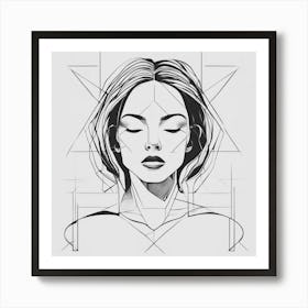 Geometric Portrait Of A Woman Art Print