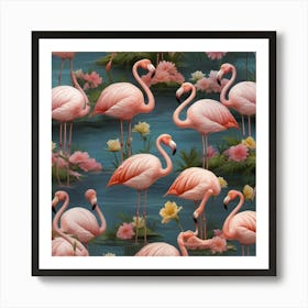 Pink Flamingos Art Print