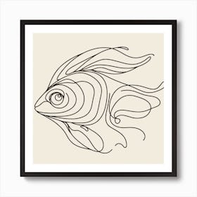 Fish Line Drawing Art Print