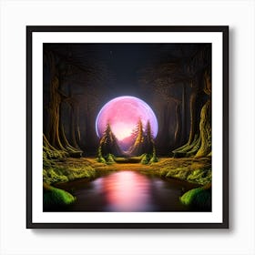 Full Moon In The Forest Art Print