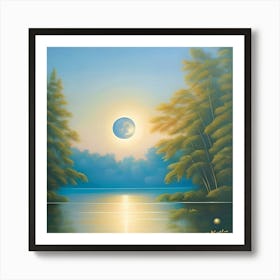 Moonlight Over The Lake Art Print