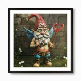 Cupid Gnome Holding A Heart Arrow Art Print