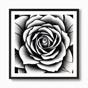 Black And White Rose 2 Art Print