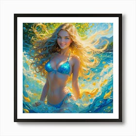 Girl In The Blue Bikinifggg Art Print