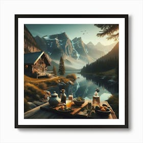 Cabin In The Mountains Art Print