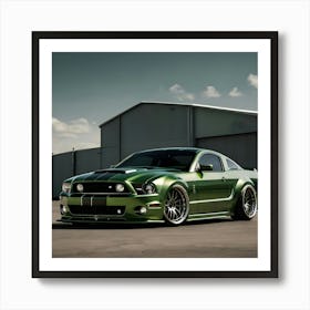 A Green Ford Mustang With Full Body Kit 1 Art Print