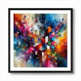Colorful splashes, Abstract 3 Art Print