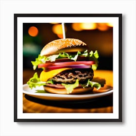 Hamburger On A Plate 7 Art Print