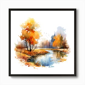 Watercolor Autumn Landscape 36 Art Print