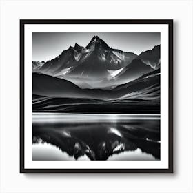 Mountain Peaks Reflected In A Lake 1 Art Print