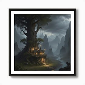 Fantasy House In The Forest Art Print