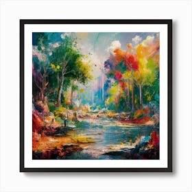 A stunning oil painting of a vibrant and abstract watercolor 14 Art Print