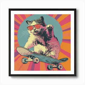 Skateboard Cat 11 Art Print