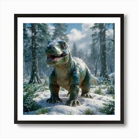 T-Rex In The Snow Art Print