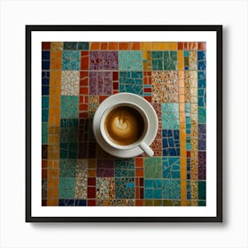 Coffee Cup On Mosaic Tile 5 Art Print