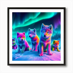 Psychedelic Wolf Family Art Print