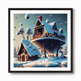 House In The Snow 1 Art Print