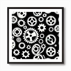 Gears On Black Background 4 Art Print