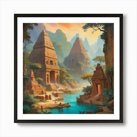 Egyptian Temple Art print paintings Art Print