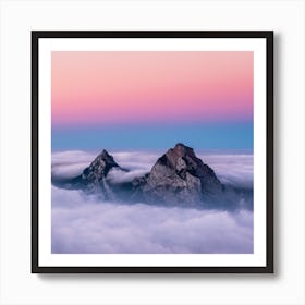 The tops of the moutains above the clouds Art Print