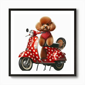 Poodle On A Moped 1 Art Print