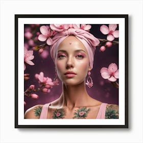 Beautiful Woman With Tattoos Art Print