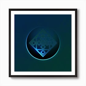 Geometric Neon Glyph on Jewel Tone Triangle Pattern 135 Art Print
