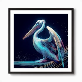 Neon Pelican 1 Art Print