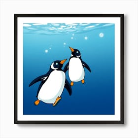 Penguins Underwater Art Print