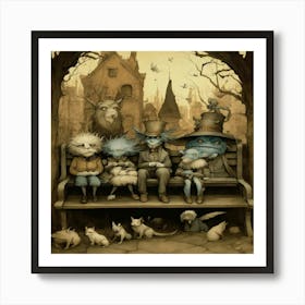 Spooky Bench Art Print