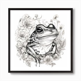 Frog In Flowers Art Print