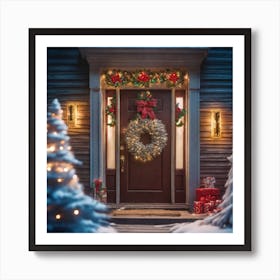 Christmas Decoration On Home Door Haze Ultra Detailed Film Photography Light Leaks Larry Bud Me (4) Art Print