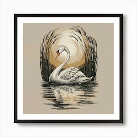 Swan In Water 1 Art Print