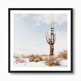 Snowy Winter Cactus Art Print