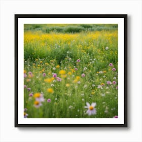 Wildflowers, Landscape Of A Meadow With Wildflowers In Bloom art print Art Print