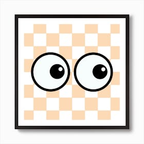 Checkerboard Eye Fuzzy Peach  Art Print