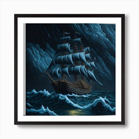 Leonardo Diffusion 3d Old Ship In The Middle Of A Stormy Night 0 (1) Art Print