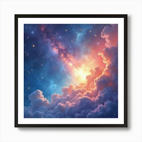 Celestial Watercolor Depiction With Shimmering Hues 1 Art Print