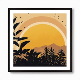 Sunset In The Jungle Art Print