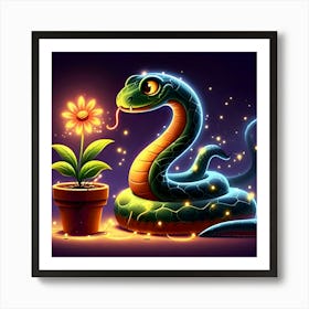 Snake And Flower Affiche