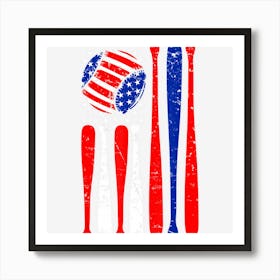 Trending Baseball Player Usa American Flag 4th Of July Art Print