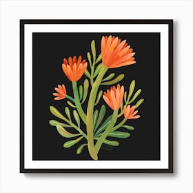 Orange Wildflower Square Art Print